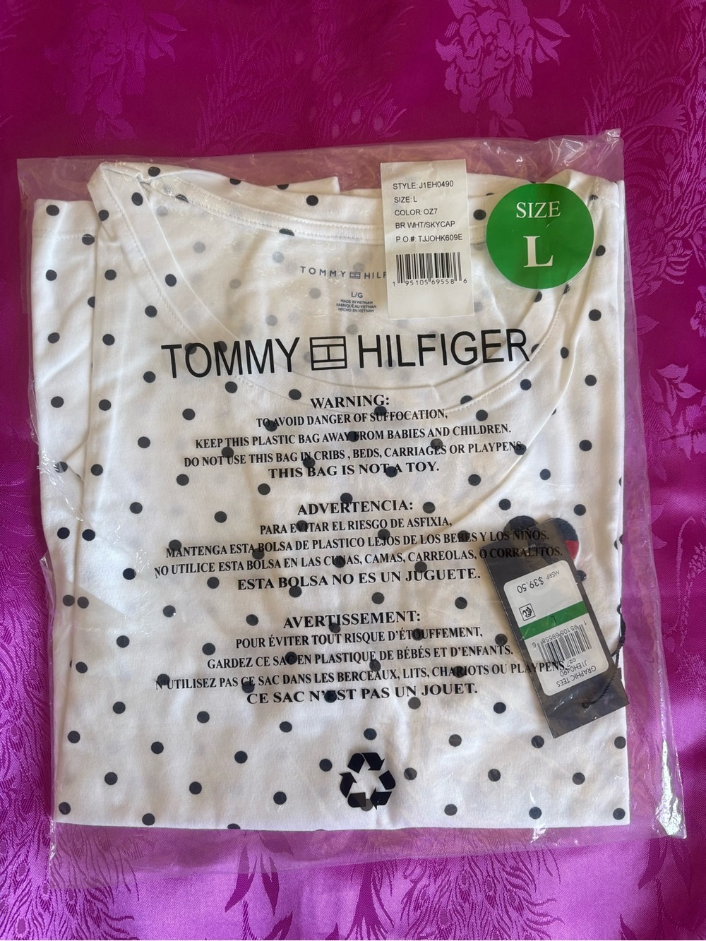 Tommy Hilfiger White Polka Dot Short Sleeve Tee